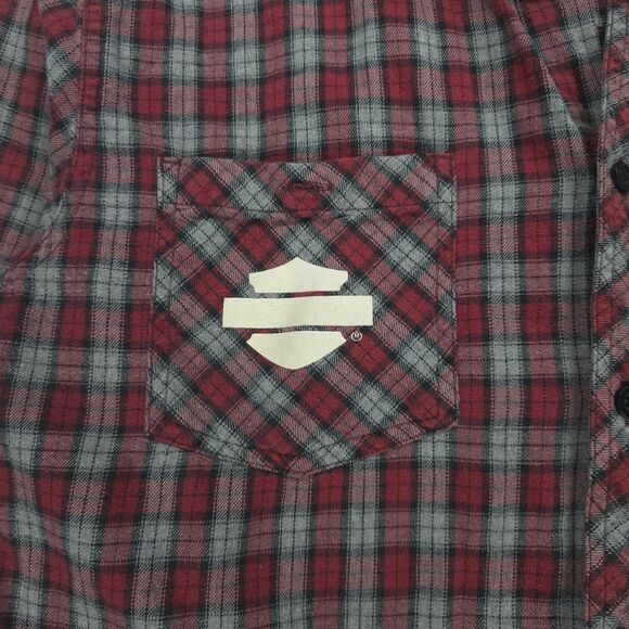 HARLEY DAVIDSON 120th Anniversary Flannel Shirt Jacket Plaid Mot Biker 90s Y2k - Picture 6 of 10